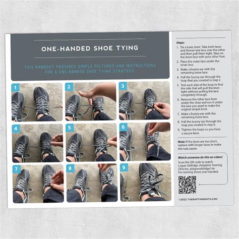 One Handed Shoe Tying Adult And Pediatric Printable Resources For