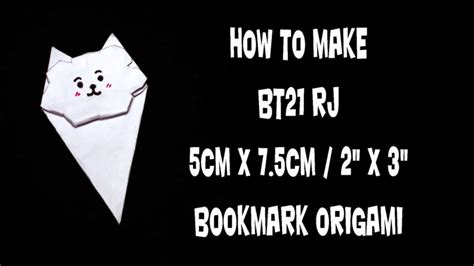 How To Make Bt21 Rj Bookmark Origami Diy Tutorial Youtube