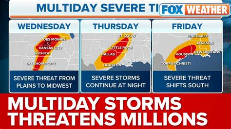 Severe Storms With Large Hail Damaging Winds Tornadoes Threaten Parts Of 15 States Through