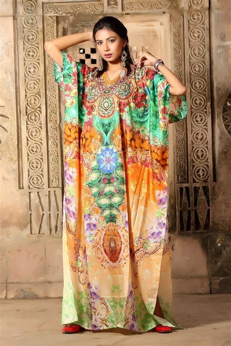 Beach Kaftan Dress For Woman Beaded Beach Wear One Piece Jeweled Floral Print Dress Long