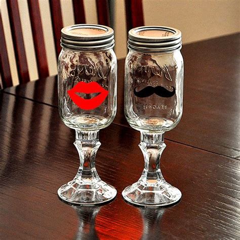 Redneck Wine Glasses With Lips Mustache Hillbilly Wine Glasses Mason