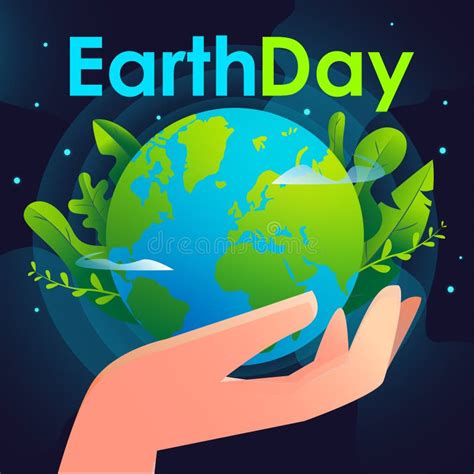 Happy Earth Day Vector Hand Holding The Earth Illustration With Dark