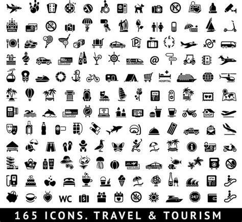 Travel And Tourism Icons Set Vector Vectors Graphic Art Designs In