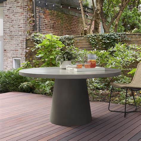 Concrete Outdoor Round Pedestal Dining Table | West Elm