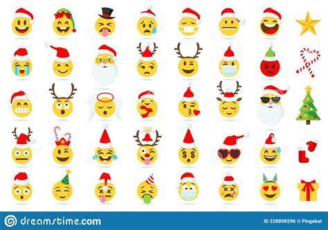 Christmas Emoji Santa Claus Emoticon In Xmas Hat Stock Vector