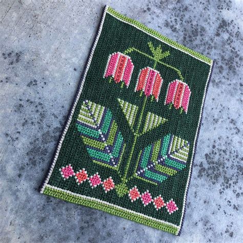 Vintage Embroidered Scandinavian Decorative Tapestry Wall Hanging