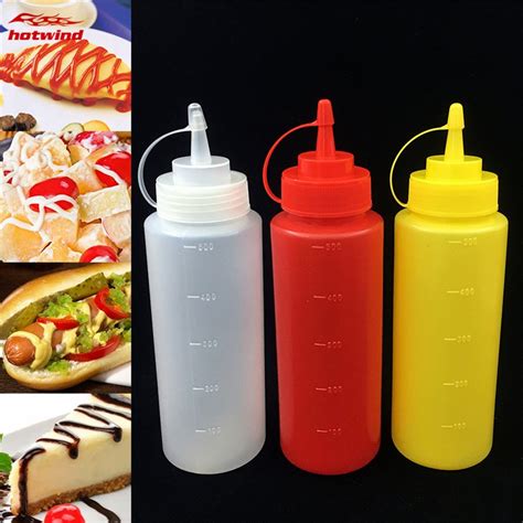 250 650ml Kitchen Plastic Squeeze Bottles Condiment Dispenser Ketchup