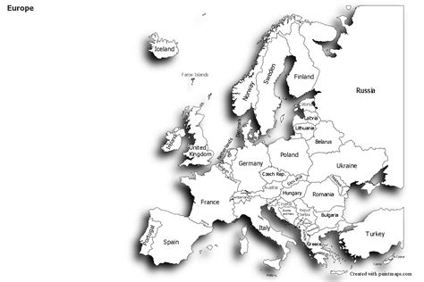 Mapas De Muestra Para Europa Blanco Negrosombrío Mapa De Europa