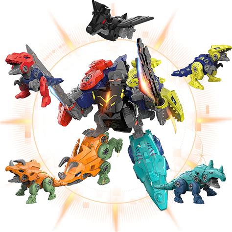 5 In 1 Dinosaur Transformer Toys With Electric Drill Take Apart Robot