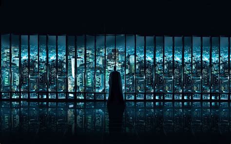 Wallpaper Cityscape Night Reflection Batman Symmetry Skyline