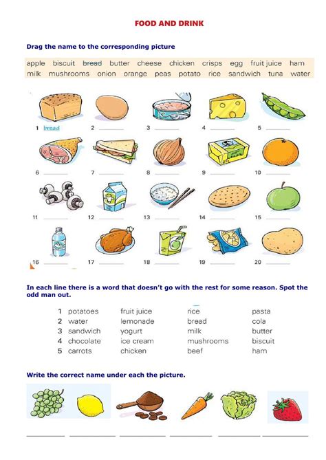 Food And Drinks Interactive Activity For A1 You Can Do The Exercises