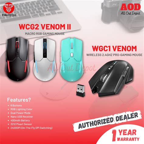 Fantech Wgc1 Wgc2 Venom Rechargeable Wireless 24ghz Gaming Mouse