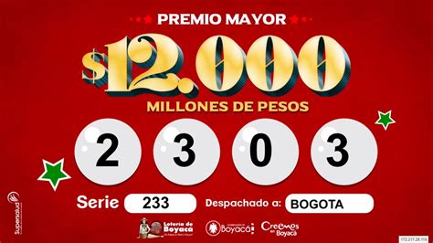 La lotería de boyacá juega todos los sábado a las 10 y 30 de la noche, entrega un premio mayor de 6.000 millones de pesos, esta es una de las loterías que más entrega en su premio mayor, comprueba si eres un feliz ganador esta noche, publicamos los resultados en vivo tan pronto juega esta lotería. Lotería de Boyacá sábado 15 de febrero 2020 | Mundonets