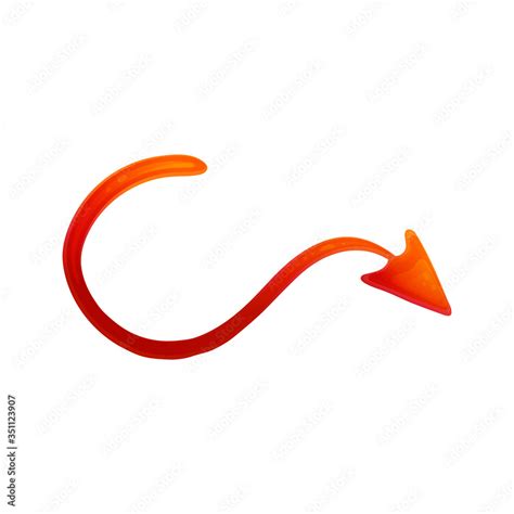 Red Devil Tail Isolated On White Background Halloween Costume Element