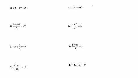 solving one-step equations worksheets with answers