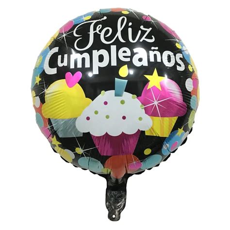 Phlumy 1pc 18 Inch Round Shape Spanish Happy Birthday Foil Balloons
