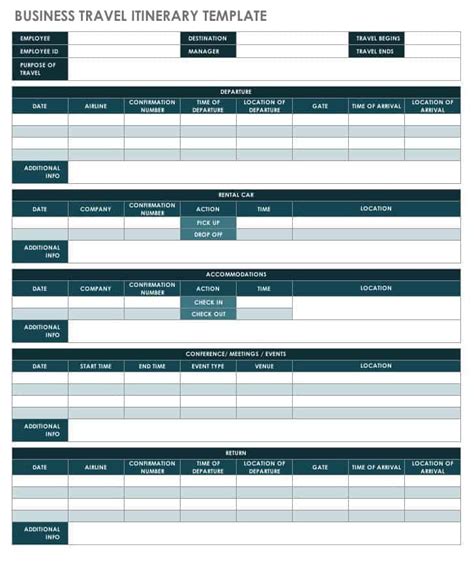 Free Itinerary Templates Smartsheet With Sample Business Travel