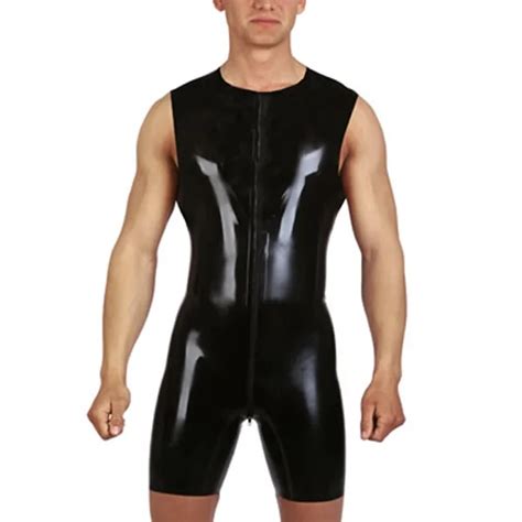 04mm Thickness Latex Leotard For Men Front Zip Latex Rubber Catsuit