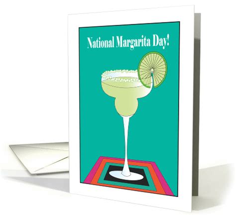National Margarita Day With Salted Margarita And Lime Card 1416792