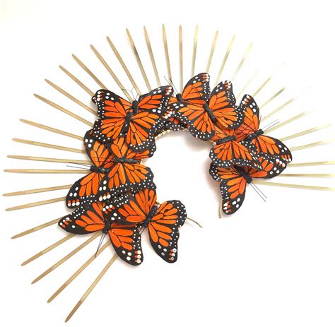 Butterfly Sunburst Halo Headpiece Monarch Butterfly Headband Etsy