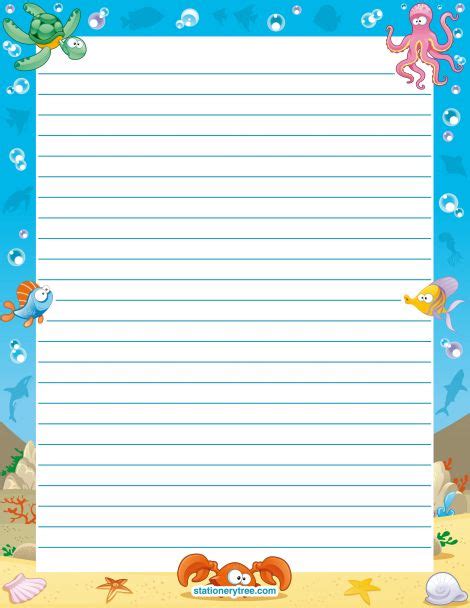 Preschool writing paper also available. Printable ocean stationery and writing paper. Multiple ...