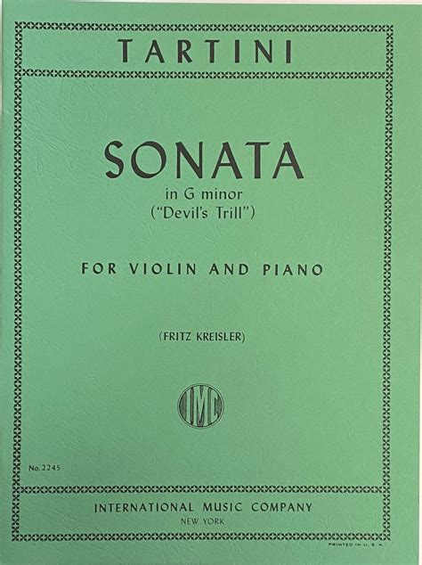 Tartini Sonata In G Minor “devils Trill” For Violin And Piano Imc