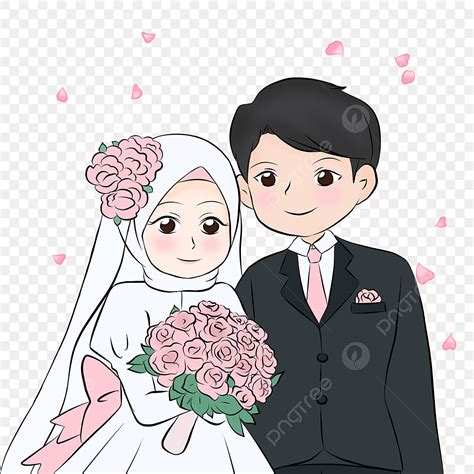 Hijab Bride Png Transparent Cute Muslim Wedding Couple Illustration Of