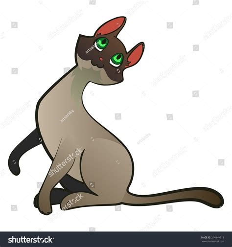 Illustration Of A Cute Siamese Cat Vector Cartoon