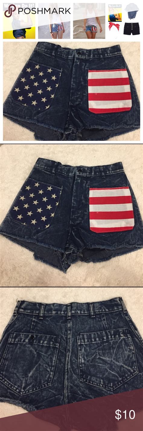 Nwot Patriotic American Flag Denim Shorts Denim Shorts Clothes Design Women Shopping