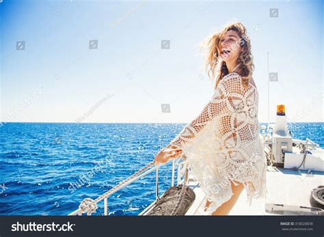 Woman Relaxing On Cruise Boat Wearing Stock Photo 318028838 Shutterstock