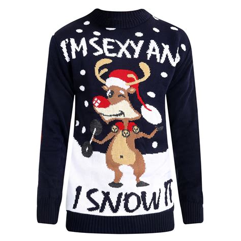 Mens Gingerbread Christmas Jumpers Xmas Novelty Rude Santa Elf Snowman Sweater Ebay