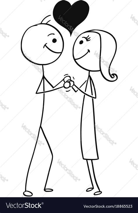 Stick Man Cartoon Of Man And Woman In Love Vector Image