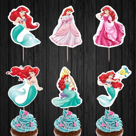 ariel disney princess assorted cupcake toppers printable digital instant download ariel disney