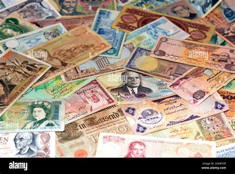 Colorful Old World Paper Money Background Banknotes Of Different