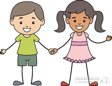 Children Clipart Stick Figure Boy And Girl Hand In Hand Clipart 2