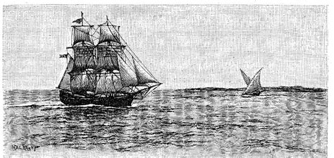 A Boat Came Off — Illustration For Defoes Robinson Crusoe 1891