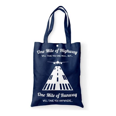 One Mile Of Runway Will Take You Anywhere Designed Tote Bags Aviation Shop