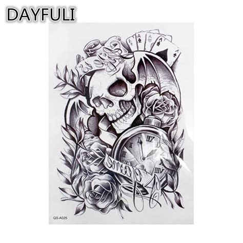 Sexy Tattoo Stickers Skull Temporary Body Stickers Black Removable