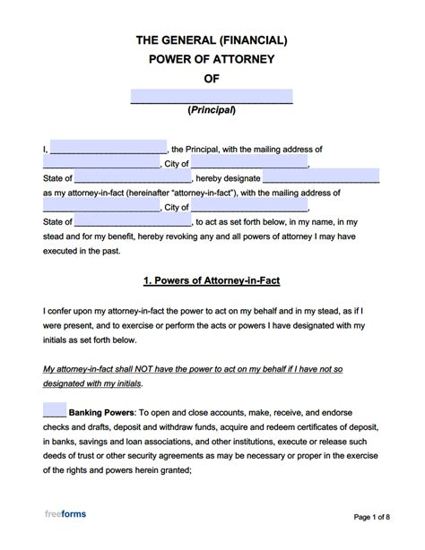 Free General Financial Power Of Attorney Forms Pdf Word