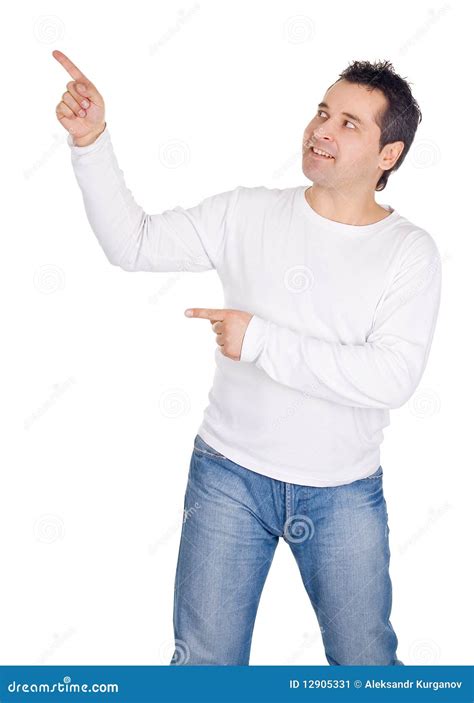 Happy Man Showing Something Stock Image Image Of Looking Cheerful