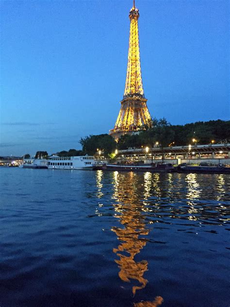 Golden Eiffel Reflection Vacation Memories Sunset Photos Sunsets