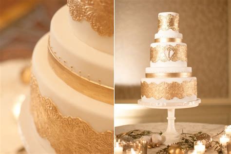 Elegant Ivory Wedding Cake With Gold Foil Accents