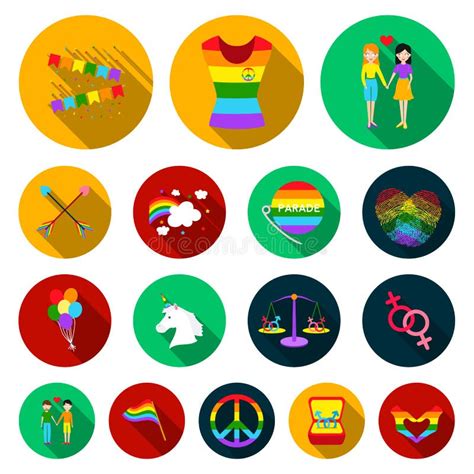 gay and lesbian flat icons in set collection stock vector illustration of arrow traditional