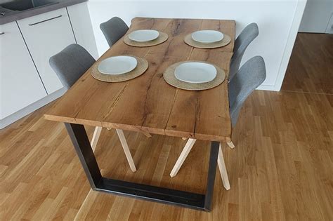 Tischgestell aus holz selber bauen. Esstisch selber bauen aus Holzbohlen | DIY Esstisch ...