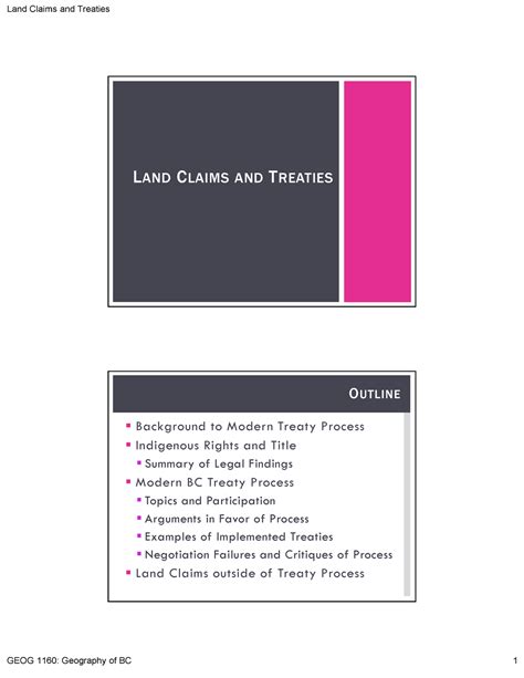 10 Land Claims And Treaties Land Claims And Treaties Background To