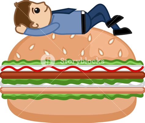 Man On Burger Cartoon Business Vector Character Royalty Free Stock