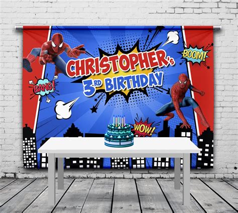 Spiderman Birthday Backdrop Superheroes Banner Cityspace Etsy