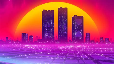 2560x1440 Buildings Fall Synthwave 1440p Resolution Hd 4k