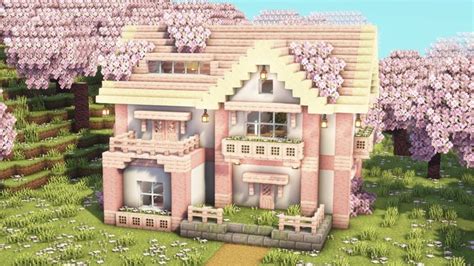 Minecraft How To Build A Cozy Cherry Blossom House Tutorial