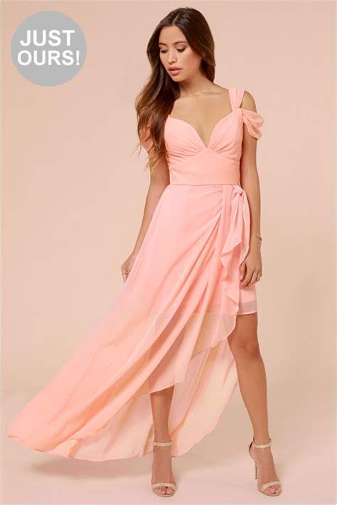 Pretty Peach Dress Maxi Dress Formal Dress 6500